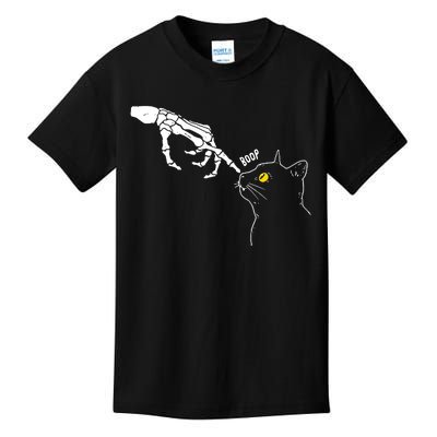 Halloween Cat Black Lover Skeleton Hand Boop Kids T-Shirt