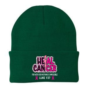 Heal Cancer Believe God Christian Breast Cancer Awareness Knit Cap Winter Beanie