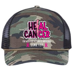 Heal Cancer Believe God Christian Breast Cancer Awareness Retro Rope Trucker Hat Cap