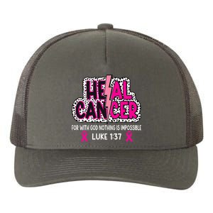 Heal Cancer Believe God Christian Breast Cancer Awareness Yupoong Adult 5-Panel Trucker Hat