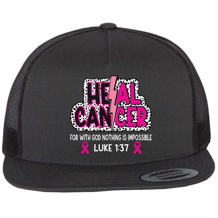 Heal Cancer Believe God Christian Breast Cancer Awareness Flat Bill Trucker Hat