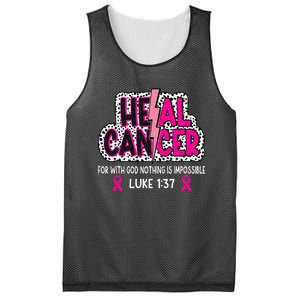 Heal Cancer Believe God Christian Breast Cancer Awareness Mesh Reversible Basketball Jersey Tank