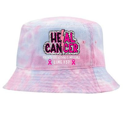 Heal Cancer Believe God Christian Breast Cancer Awareness Tie-Dyed Bucket Hat