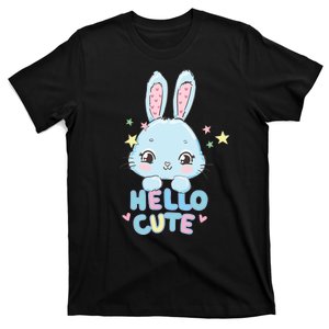 Hello Cute Bunny Blue Pink Girly Rabbit Childrens T-Shirt