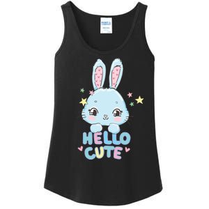 Hello Cute Bunny Blue Pink Girly Rabbit Childrens Ladies Essential Tank