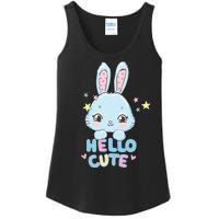 Hello Cute Bunny Blue Pink Girly Rabbit Childrens Ladies Essential Tank