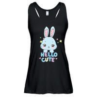 Hello Cute Bunny Blue Pink Girly Rabbit Childrens Ladies Essential Flowy Tank