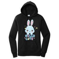 Hello Cute Bunny Blue Pink Girly Rabbit Childrens Women's Pullover Hoodie