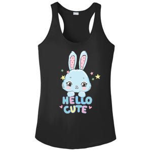 Hello Cute Bunny Blue Pink Girly Rabbit Childrens Ladies PosiCharge Competitor Racerback Tank