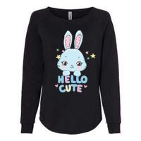 Hello Cute Bunny Blue Pink Girly Rabbit Childrens Womens California Wash Sweatshirt