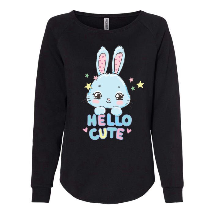 Hello Cute Bunny Blue Pink Girly Rabbit Childrens Womens California Wash Sweatshirt