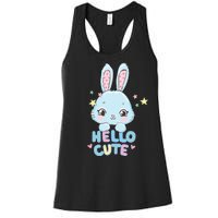 Hello Cute Bunny Blue Pink Girly Rabbit Childrens Women's Racerback Tank