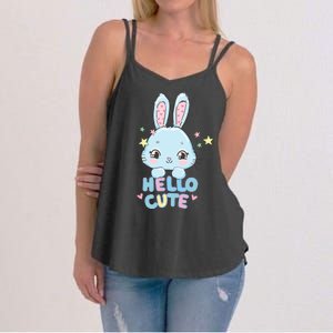 Hello Cute Bunny Blue Pink Girly Rabbit Childrens Women's Strappy Tank