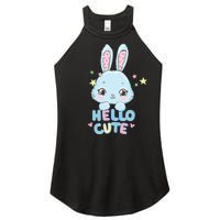 Hello Cute Bunny Blue Pink Girly Rabbit Childrens Women's Perfect Tri Rocker Tank