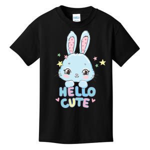 Hello Cute Bunny Blue Pink Girly Rabbit Childrens Kids T-Shirt