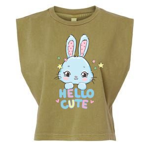 Hello Cute Bunny Blue Pink Girly Rabbit Childrens Garment-Dyed Women's Muscle Tee