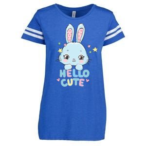 Hello Cute Bunny Blue Pink Girly Rabbit Childrens Enza Ladies Jersey Football T-Shirt