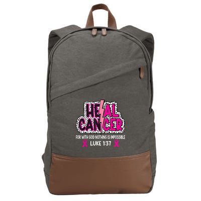 Heal Cancer Believe God Christian Breast Cancer Awareness Cotton Canvas Backpack