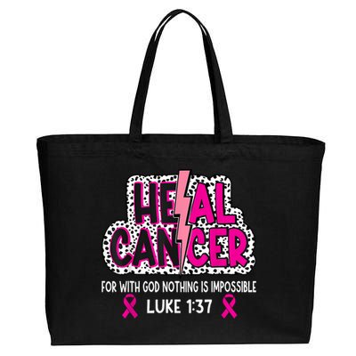 Heal Cancer Believe God Christian Breast Cancer Awareness Cotton Canvas Jumbo Tote