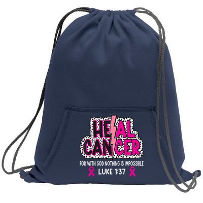 Heal Cancer Believe God Christian Breast Cancer Awareness Sweatshirt Cinch Pack Bag