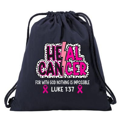 Heal Cancer Believe God Christian Breast Cancer Awareness Drawstring Bag