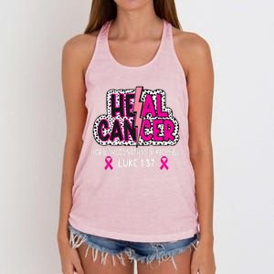 Heal Cancer Believe God Christian Breast Cancer Awareness Women's Knotted Racerback Tank