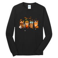 Halloween Cute Boo Latte Coffee Spooky Season Gift Tall Long Sleeve T-Shirt