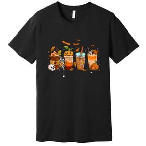 Halloween Cute Boo Latte Coffee Spooky Season Gift Premium T-Shirt