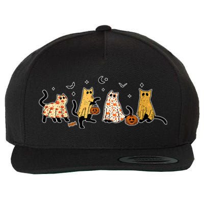 Halloween Cute Black Cats In Ghost Costume Gift Wool Snapback Cap