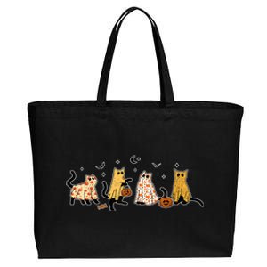 Halloween Cute Black Cats In Ghost Costume Gift Cotton Canvas Jumbo Tote