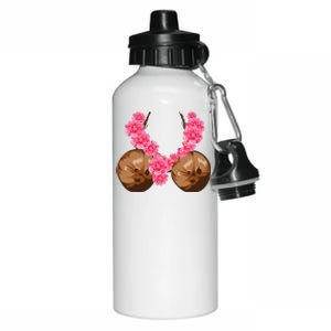 Hawaiian Coconut Bra Cool Halloween Flowery Aluminum Water Bottle