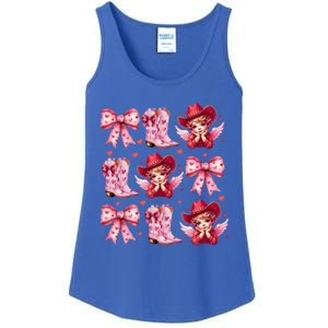 Heart Coquette Bow Cow Boots Howdy Valentine Cute Gift Ladies Essential Tank