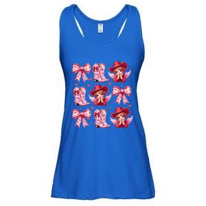 Heart Coquette Bow Cow Boots Howdy Valentine Cute Gift Ladies Essential Flowy Tank