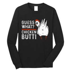 Hilarious Chicken Butt Joke! White Design Long Sleeve Shirt