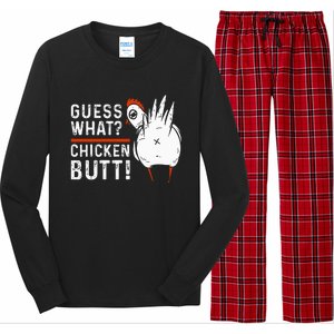 Hilarious Chicken Butt Joke! White Design Long Sleeve Pajama Set