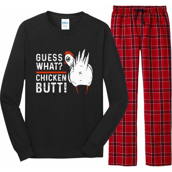 Hilarious Chicken Butt Joke! White Design Long Sleeve Pajama Set