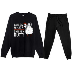 Hilarious Chicken Butt Joke! White Design Premium Crewneck Sweatsuit Set