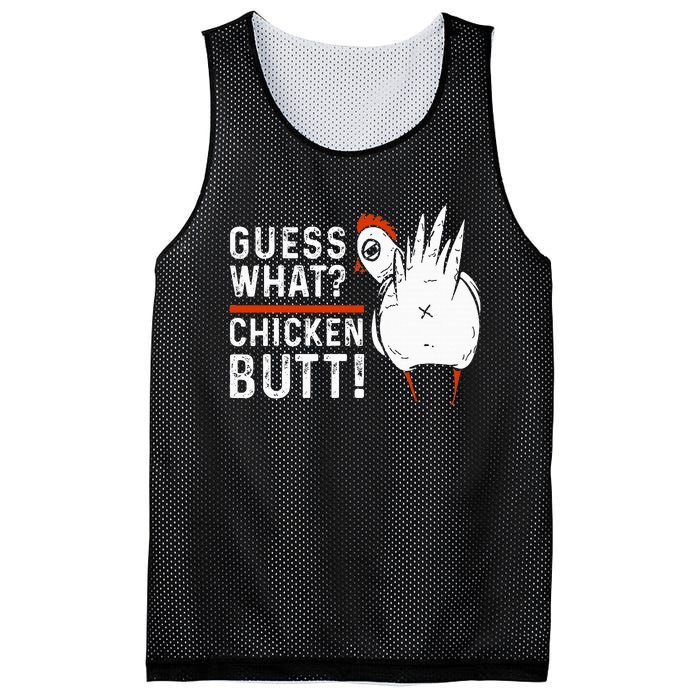 Hilarious Chicken Butt Joke! White Design Mesh Reversible Basketball Jersey Tank