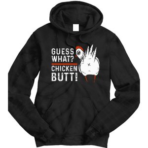 Hilarious Chicken Butt Joke! White Design Tie Dye Hoodie