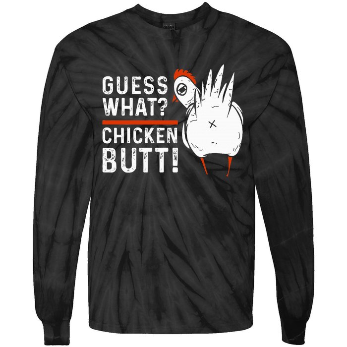 Hilarious Chicken Butt Joke! White Design Tie-Dye Long Sleeve Shirt