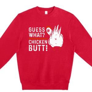 Hilarious Chicken Butt Joke! White Design Premium Crewneck Sweatshirt