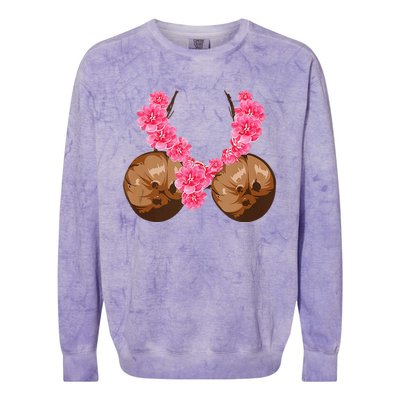 Hawaiian Coconut Bra Cool Halloween Flowery Colorblast Crewneck Sweatshirt