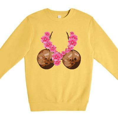 Hawaiian Coconut Bra Cool Halloween Flowery Premium Crewneck Sweatshirt