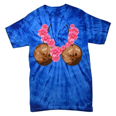 Hawaiian Coconut Bra Cool Halloween Flowery Tie-Dye T-Shirt