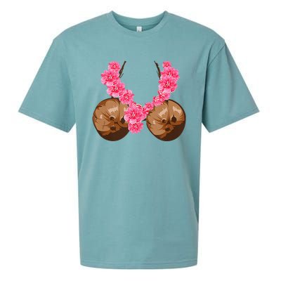 Hawaiian Coconut Bra Cool Halloween Flowery Sueded Cloud Jersey T-Shirt