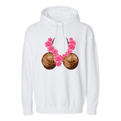 Hawaiian Coconut Bra Cool Halloween Flowery Garment-Dyed Fleece Hoodie