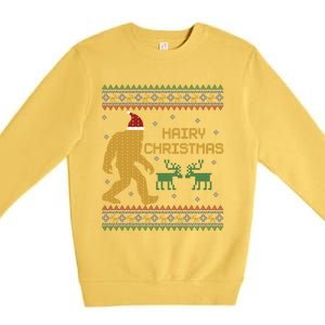 Hairy Christmas Bigfoot Santa Claus Ugly Christmas Cute Gift Premium Crewneck Sweatshirt