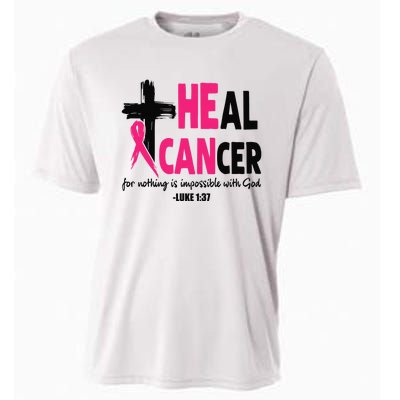 Heal Cancer Believe God Christian Breast Cancer Awareness Cooling Performance Crew T-Shirt