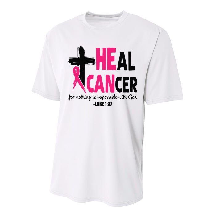 Heal Cancer Believe God Christian Breast Cancer Awareness Performance Sprint T-Shirt