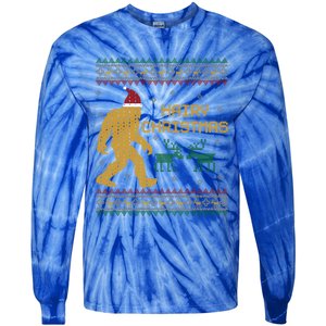 Hairy Christmas Bigfoot Santa Ugly Christmas Sweater Gift Tie-Dye Long Sleeve Shirt